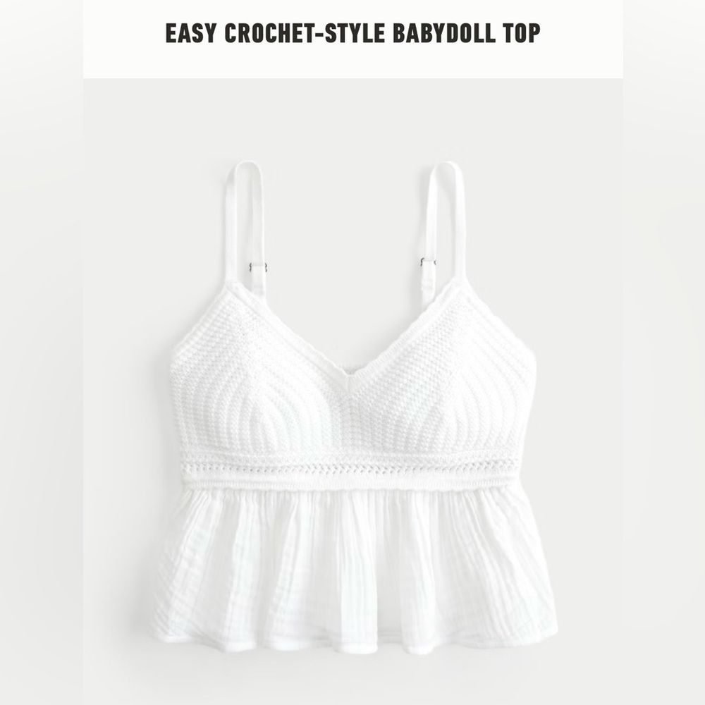 Hollister White Crochet Adjustable Tank
